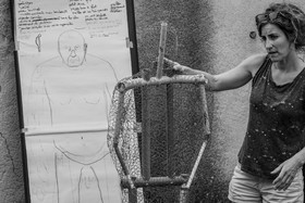 Conception et fabrication de Marcel Joli Coeur l'homme de l'Ouort, avec Barbara Fougnon, artiste plasticienne, dans le cadre de son projet de forêt d'hommes