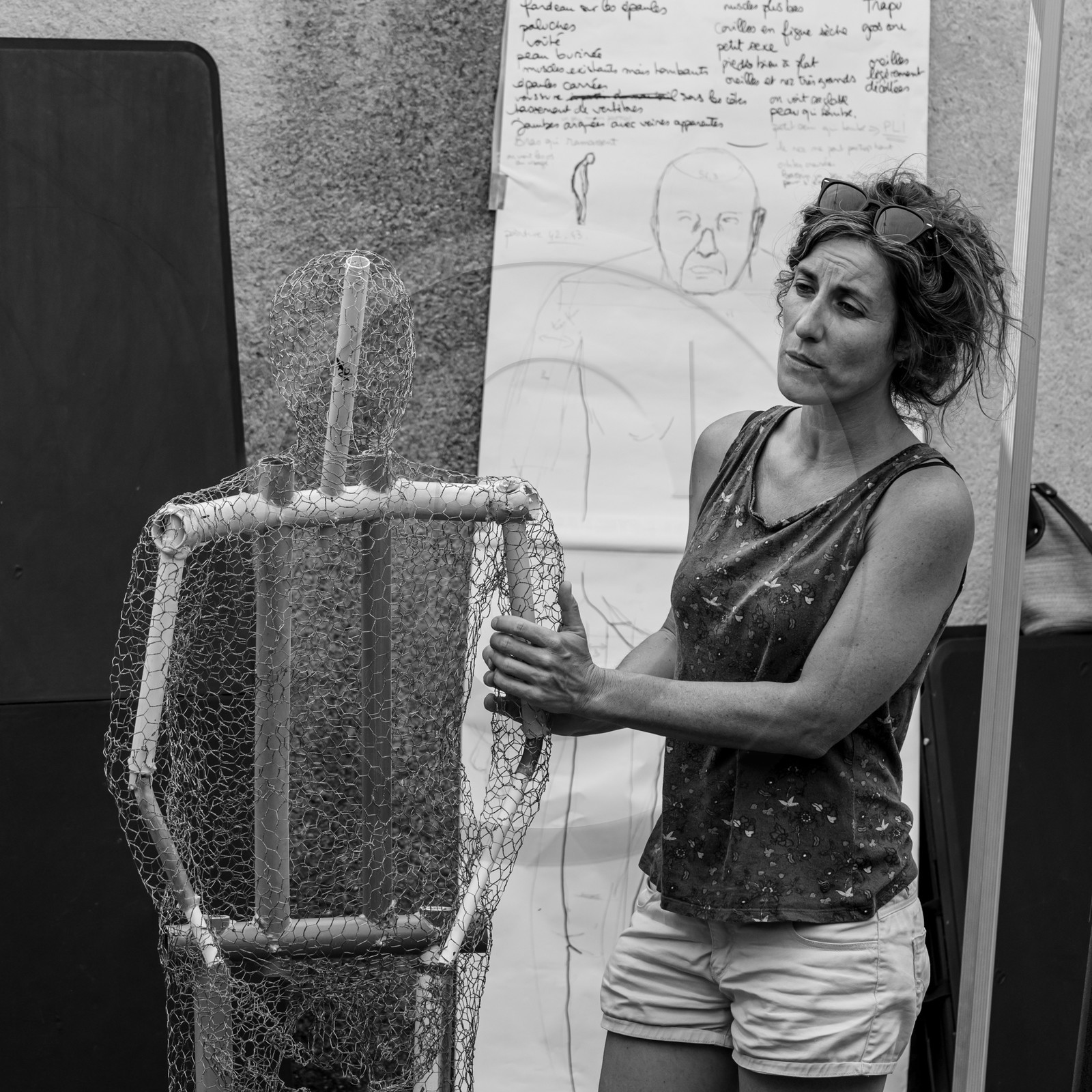 Conception et fabrication de Marcel Joli Coeur l'homme de l'Ouort, avec Barbara Fougnon, artiste plasticienne, dans le cadre de son projet de forêt d'hommes