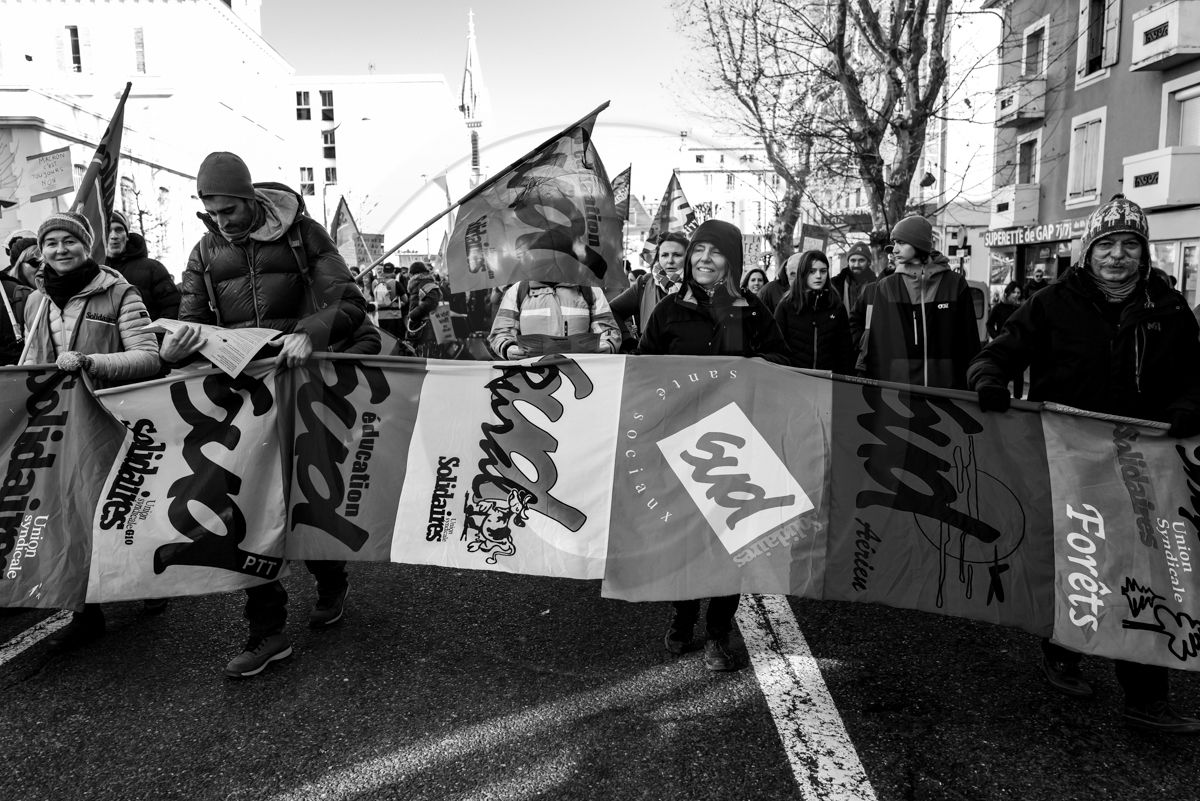 31 janvier 2023 : Manifestation contre la réforme des retraites. Plus de 4000 personnes dans les rues de Gap (Hautes-Alpes).